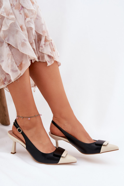 Eleganter Stil hochhackige Schuhe mit Ornamenten Eko Haut schZuarze Farbe Ottoles