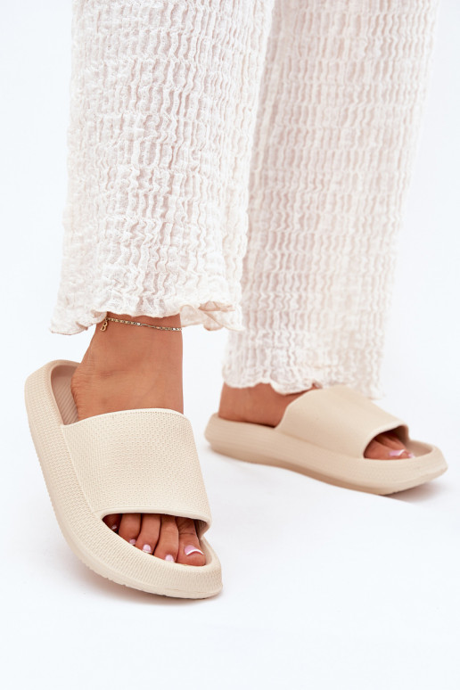 Feminin Leichte Hausschuhe aus Schaumstoff Auf dicker Sohle Beige Querceria