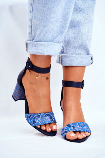 Sandales femme en cuir naturel bleu foncé 04235-17/00-5 2