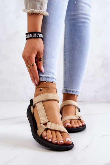 Féminin en daim Style sportif des sandales beige Harris 2