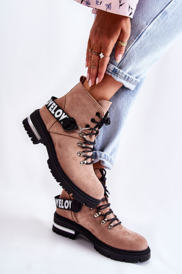 en daim réchauffer Bottes avec des sangles marron Aurelio