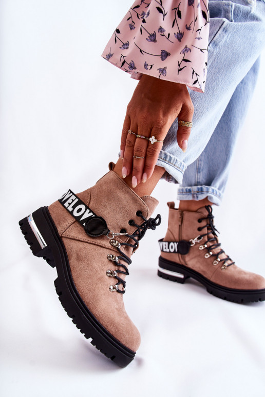 van suède opInarmen Laarzen met riemen bruine kleur Aurelio