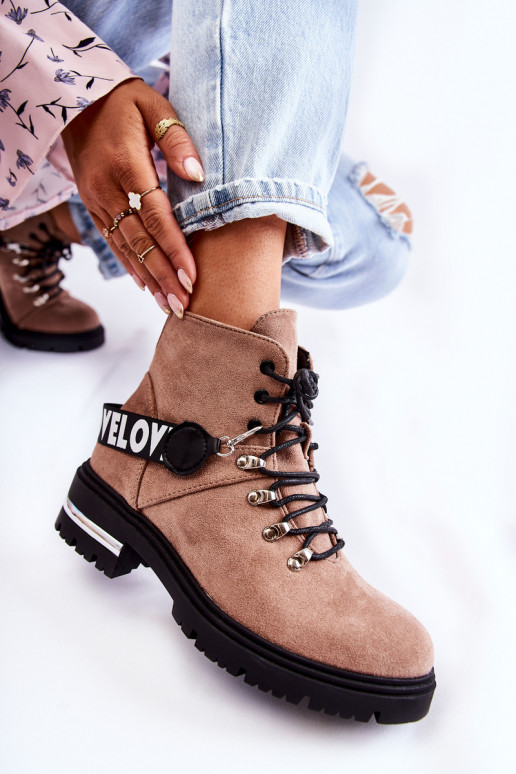 van suède opInarmen Laarzen met riemen bruine kleur Aurelio