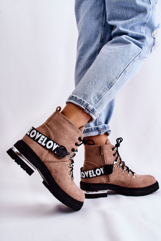 en daim réchauffer Bottes avec des sangles marron Aurelio