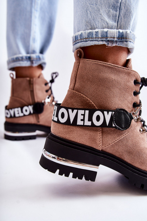 en daim réchauffer Bottes avec des sangles marron Aurelio