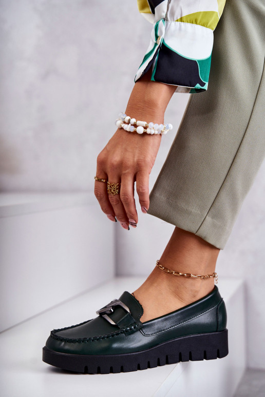 avec effet vernis chaussures Flâneurs avec une plateforme couleur verte Kjersti