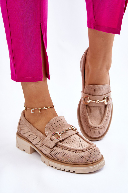 Klassisches Stilvollll Feminin Schuhe Mokassins Beige Kolton