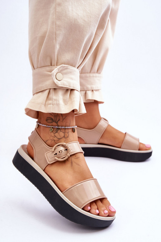 Duftend, hypoallergen Sandalen ZAXY JJ285240 Beige-schZuarze Farbe