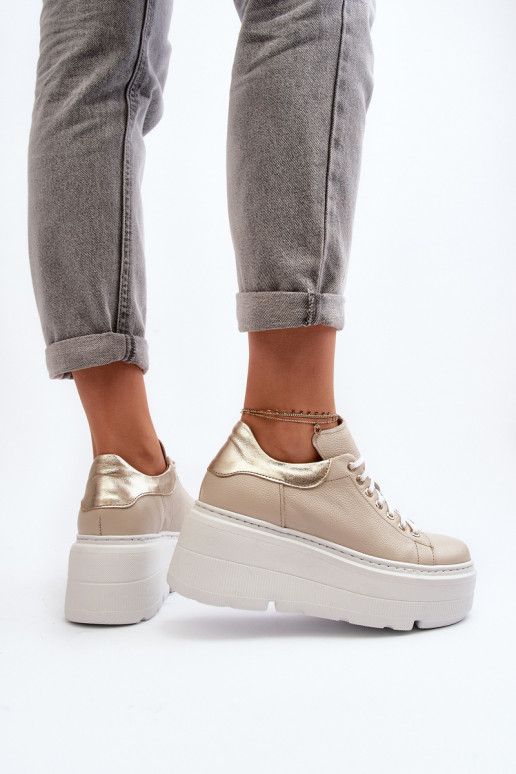 Zazoo 10165 Turnschuhe Feminin mit einer Plattform Beige