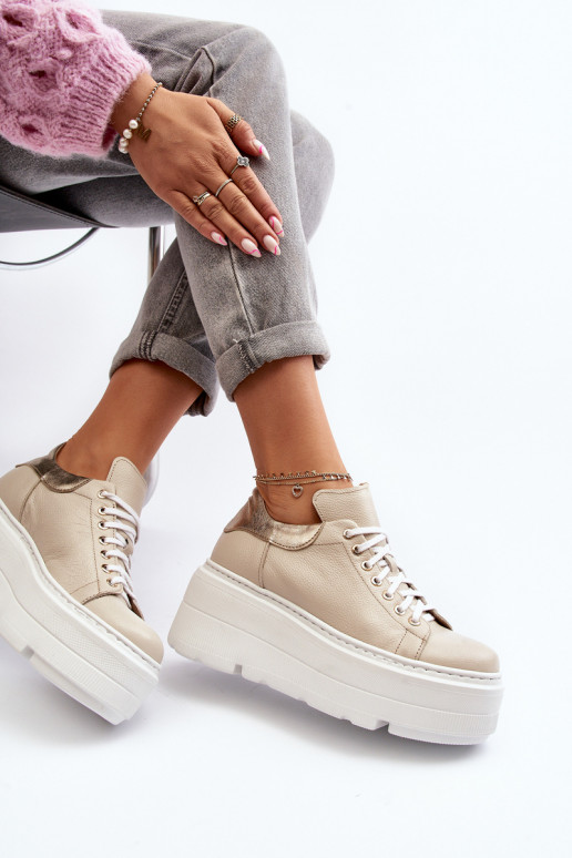 Zazoo 10165 baskets Féminin avec une plateforme beige