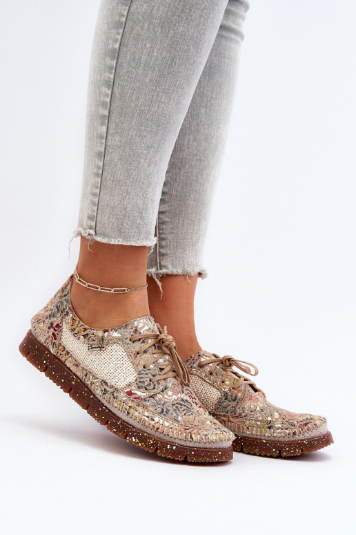 Gemustert Schuhe Feminin Es mussciejka 06347-04 Beige