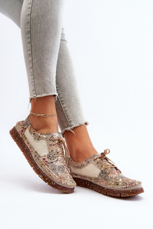 Met patroon schoenen Dames Het heeftciejka 06347-04 beige