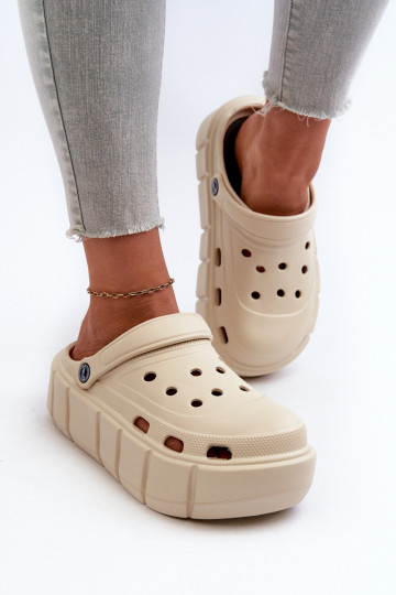 LichtgeInicht pantoffels Damespantoffels met platform beige Itubia