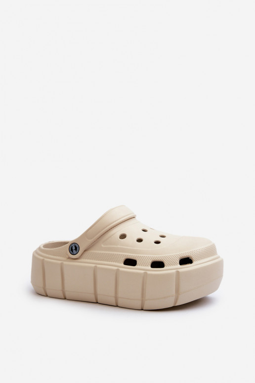 LichtgeInicht pantoffels Damespantoffels met platform beige Itubia