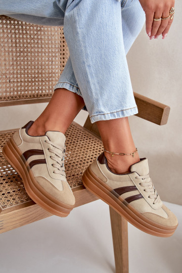 Sneakers model schoenen Dames met platform bruine kleur Nesonice