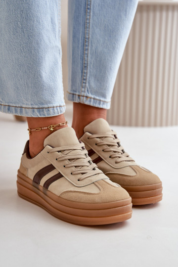 Vrouwen sportieve schoenen met platform bruine kleur Nesonice 2