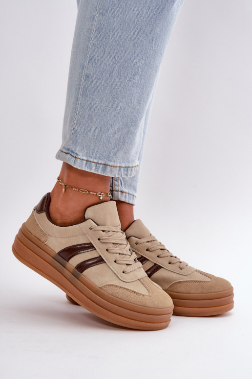 Sneakers model schoenen Dames met platform bruine kleur Nesonice
