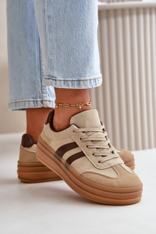 Chaussures modèle baskets Féminin avec une plateforme marron Nesonice