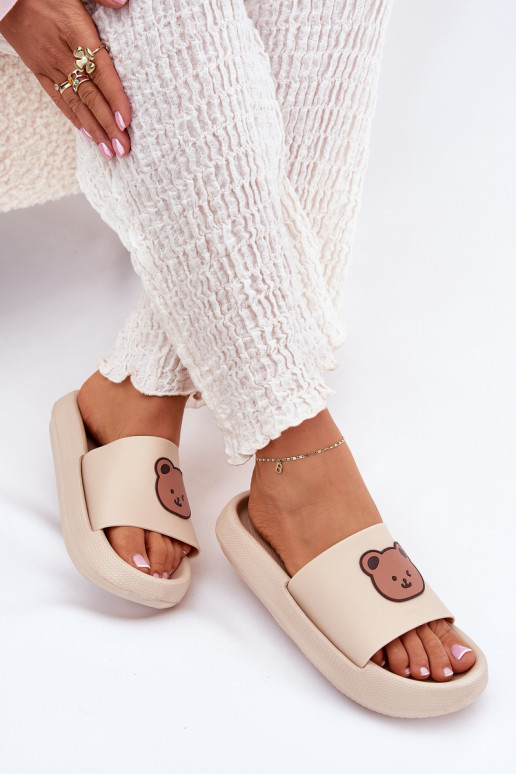 Damesschuimslippers Met Beer beige Lalon