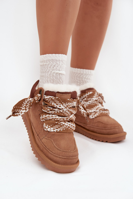 en daim Bottes de neige Féminin avec un manteau de fourrure I Grubym Laçagem Vinceza 97963 marron