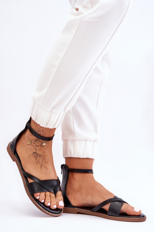 Féminin Sandales plates Chaussons Au Château couleur noire Rise Up!