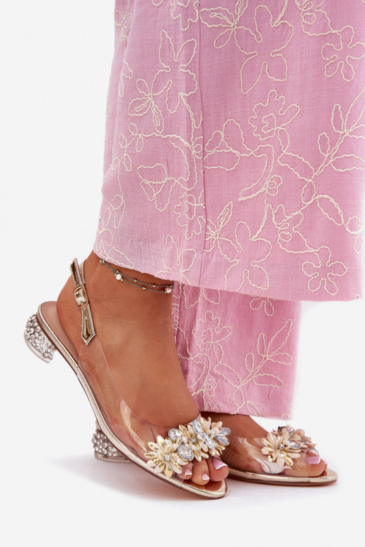 Perregimi sandalen Op een lage hak Met Decoratie D&A MR51-709 gouden kleur