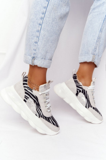 Féminin Style sportif chaussures avec une plateforme Lu Boo couleur grise 2