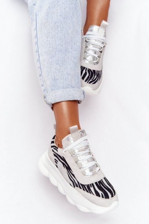 Féminin Style sportif chaussures avec une plateforme Lu Boo couleur grise