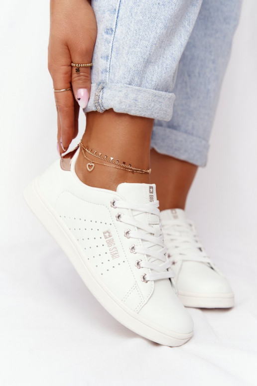 Baskets en cuir naturel BIG STAR DD274583 Blanc-couleur cuivre