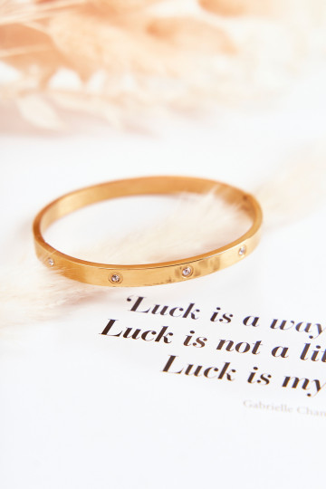 Stalen armband met zirkonium gaten gouden kleur Lauren