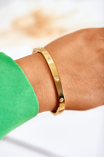 Bracelet en acier avec œillets en zirconium couleur dorée Lauren 2