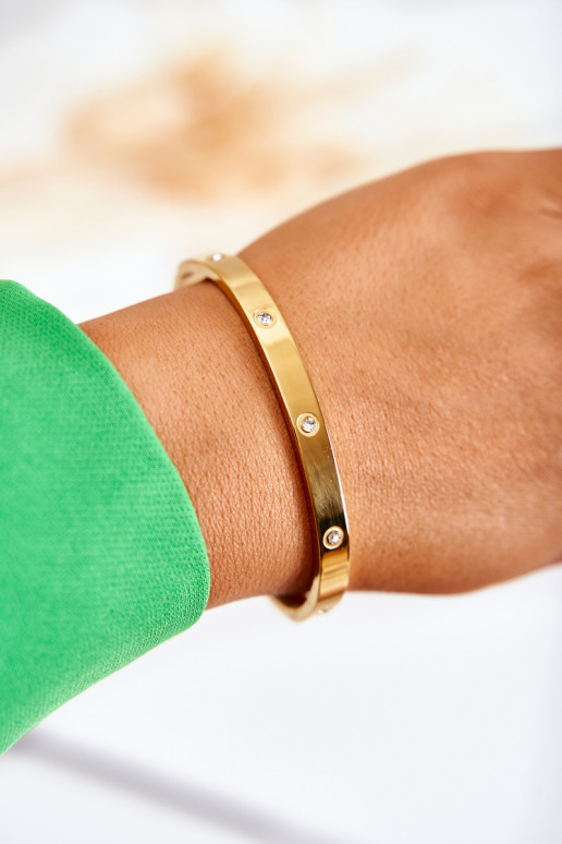 Stalen armband met zirkonium gaten gouden kleur Lauren