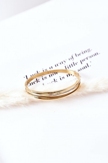 Stalen armband met sprankelende gaten gouden kleur 2