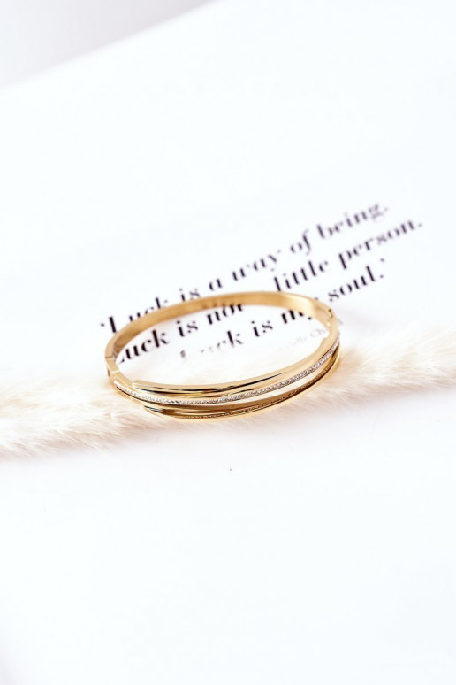 Stalen armband met sprankelende gaten gouden kleur