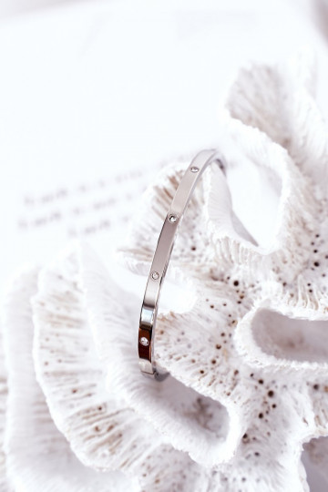 Zilveren stalen armband met fonkelende steentjes