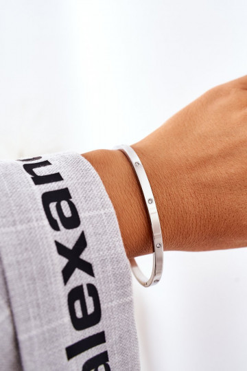 Zilveren stalen armband met fonkelende steentjes 2