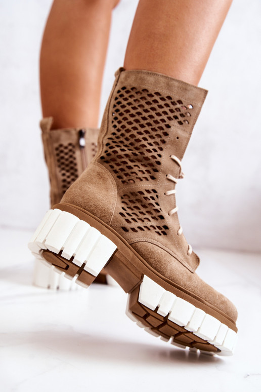 Haut Groß Arbeitsstiefeletten Nicole braune Farbe 2706