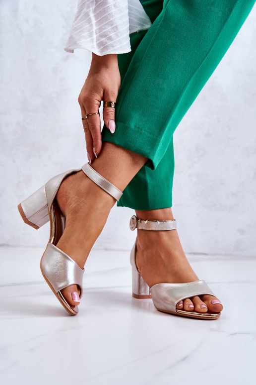 Leer Sandalen met hoge hak Vinceza 20100 gouden kleur