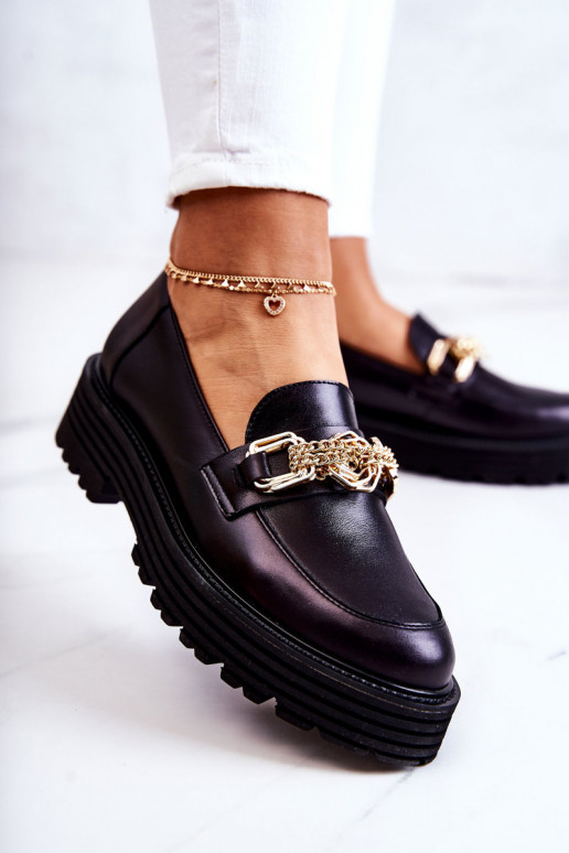 Féminin chaussures couleur dorée Ozdoba Peau Laura Messi 2383 couleur noire