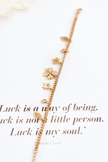 In de mode Armband Met Klaver En Bladeren gouden kleur