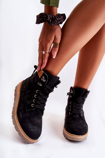 Peau Bottes avec une plateforme couleur noire Ressa