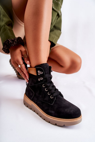 Peau Bottes avec une plateforme couleur noire Ressa 2