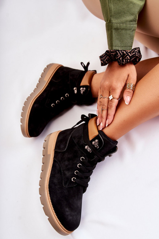 Peau Bottes avec une plateforme couleur noire Ressa