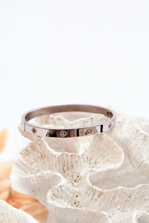 Stalen armband met sprankelende gaten zilvere kleur Lauren