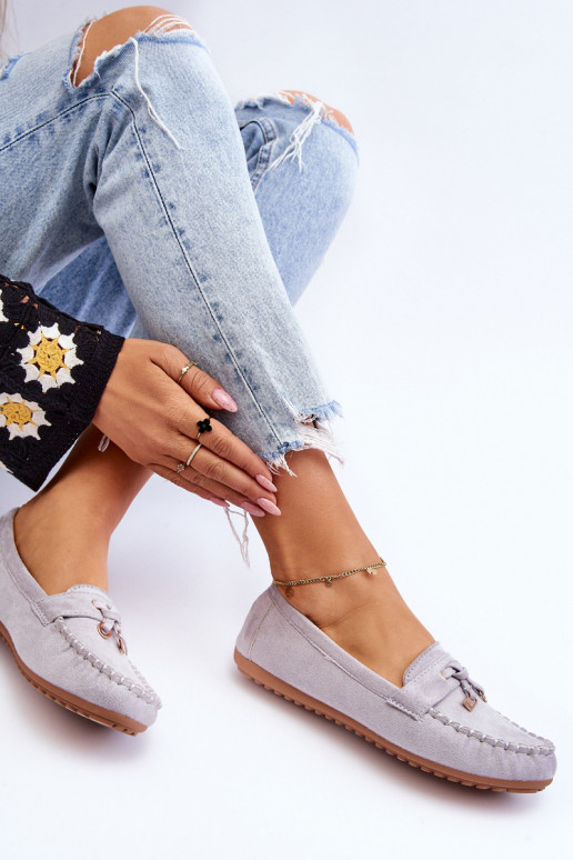 Mocassins classiques en daim couleur grise Good Time