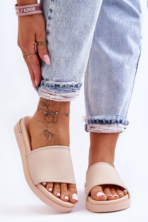 Dames Slippers met platform Big Star LL274933 beige