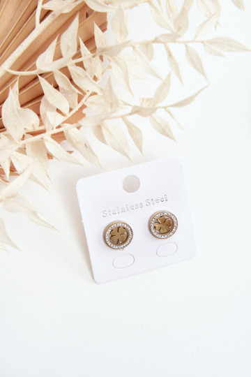 Roestvrij stalen klaver oorbellen gouden kleur 2
