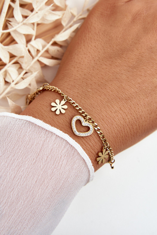 Modisch Ein Armband Mit Blumen und Herz goldene Farbe