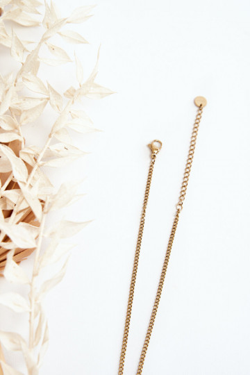 Damesketting met schubben en zwarte bloemen in goudkleur 2