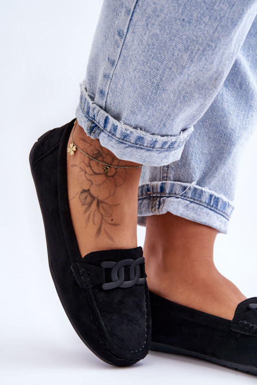 Feminin Modisch INildledermokassins schZuarze Farbe Rabell